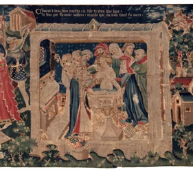Historia de San Piat y San Eleuthère, también llamado tapiz de Arras. Encargado al canónigo Toussaint Prier, capellán del duque de Borgoña, finales del siglo XIV-principios del XV. 22m x 2m. Detalle (tapiz)
