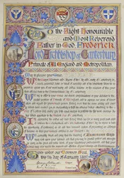 Discurso escrito de bienvenida al Arzobispo Frederick Temple
