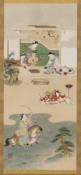 Parodia del cuento de Nasu no Yoichi, período Edo, 1615-1868