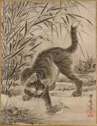 Gato cazando una rana, ca. 1887