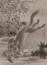 Zorro atrapando pájaro, ca. 1887