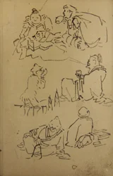 Bocetos de figuras legendarias de Asia Oriental