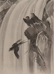 Golondrinas junto a una cascada, ca. 1887