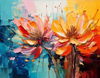 Flores vibrantes en impasto