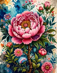 Peonía rosa intenso
