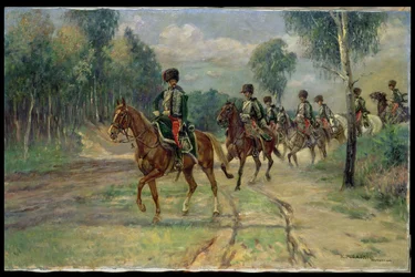 Escuadrón de húsares, c.1920 (óleo sobre lienzo)