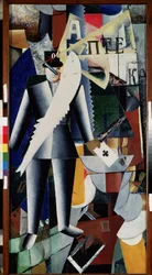 Aviador. Pintura de Kasimir Severinovich Malevich (Malevich, Malevic) (1878-1935), óleo sobre lienzo