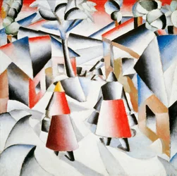 Mañana en el pueblo después de la tormenta de nieve