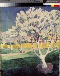 Paisaje de verano. Pintura de Kasimir Severinovich Malevich (Malevich, Malevic) (1878-1935), óleo sobre lienzo