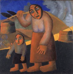 Mujer Campesina con Cubos y Niño, c. 1912