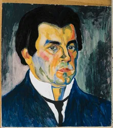 Autorretrato (acuarela y plantilla sobre papel)