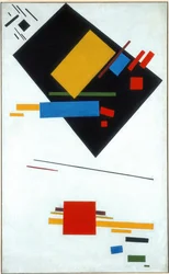 Pintura suprematista Trapecio negro y cuadrado rojo, 1915