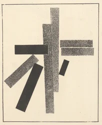 Tres elementos negros y cinco grises de «Suprematismo: 34 dibujos»