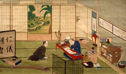 Estudio de calígrafo, por Kawahara Keiga (1786-circa 1860), acuarela, Japón, Civilización Japonesa, principios del siglo XIX