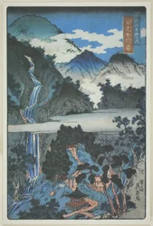 Cascadas de Nunobiki en el santuario de Jakko (Jakko Nunobiki no taki), de la serie "Lugares pintorescos en las montañas de Nikko (Nikkosan meisho no uchi)"