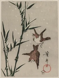 Gorriones, Bambú y Nieve Cayendo, c. finales de 1820