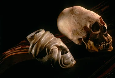 Imperios del Sol; Bolivia; pueblos indígenas; Andes; Tiwanaku; Deformación craneal de..., 2002 (foto)