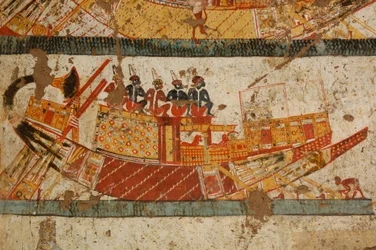 Escena de barco nubio, faraones negros, nubios, Egipto, Luxor, tumba de Huy, virrey de Ku…, 2007