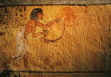 Pintura de la siega del trigo, Tumba de Sennedjem, Deir el Medina, 2003 (foto)