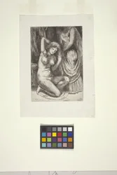 Desnudo agachado y desnudo de pie (aguafuerte)