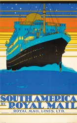 Cartel anunciando Sudamérica por Royal Mail Lines