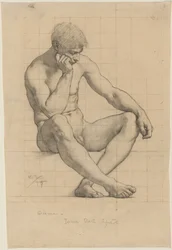 Desnudo masculino sentado: estudio para «Ciencia» - Capitolio del Estado de Iowa