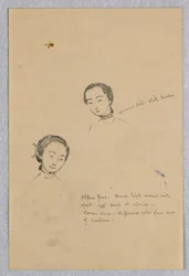 Boceto de Dos Cabezas Femeninas para Figura China en "El Matrimonio del Atlántico y el Pacífico," Mural en el Capitolio del Estado de Wisconsin, Madison, WI