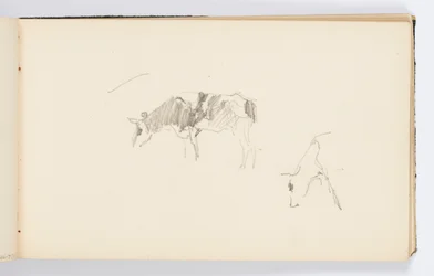 Página de cuaderno de bocetos: Vacas pastando