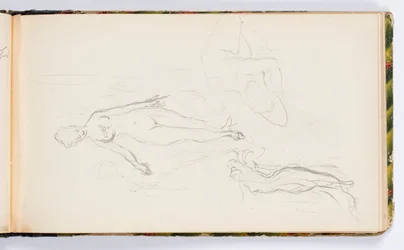 Página de cuaderno de bocetos: Figuras femeninas desnudas