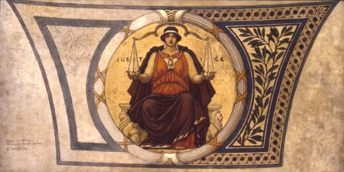 Estudio para mosaico, Capital del Estado de Wisconsin, "Justicia"