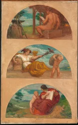 El progreso de la civilización: La forja, el comercio y la educación (estudio mural, Capitolio del Estado, Des Moines, Iowa)