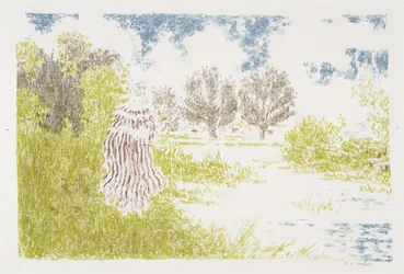 Mujer en vestido a rayas, 1899-1900