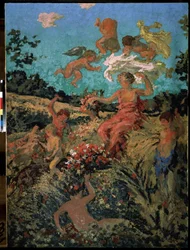 "Fete champetre, ete" (Fiesta campestre, verano) Pintura de Ker-Xavier (1867-1944) 1911-1913 Nabis Moscú, Museo Pushkin