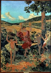 "Fete champetre ou le triomphe de Bacchus" (Fiesta campestre) Pintura de Ker-Xavier (1867-1944) 1911-1913 Nabis San Petersburgo, Museo del Hermitage