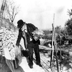 Paul Cézanne pintando en Aix-en-Provence