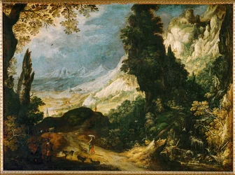 Paisaje de montaña (pintura sobre lienzo)