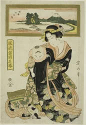 Enoshima en la provincia de Sagami (Soshu Enoshima), de la serie "Lugares famosos elegantes en las diversas provincias (Furyu shokoku meisho)"