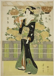 Bellezas a la moda en un jardín de crisantemos (Furyu bijin kikubatake)