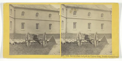 Disparo rebelde alojado en el cañón de la Unión, Batalla de Gettysburg, 1855-75