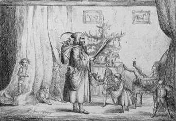 Papá Noel trayendo regalos a los hijos del rey