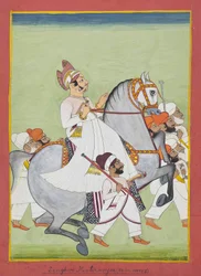 Retrato ecuestre de Singhji Motiram Ji