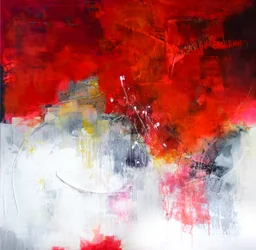 Abstracto dinámico en rojo y blanco