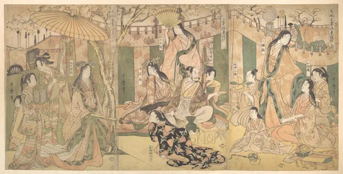 Vista de los placeres del Taiko y de sus cinco esposas en Rakutō