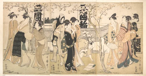 Exhibición de tesoros en el santuario Mimeguri (Mimeguri jinja no onkaichō)