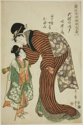 Oyumi, la esposa de Ginjuro, de la obra "Remolinos de Awa" (Awa no naruto, Ginjuro nyobo Oyumi), de la serie "Nodos de bambú en diseños de teatro de marionetas (Ayatsuri moyo take no hitofushi)".