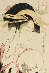 Kisegawa del Matsubaya, de la serie Comparación de los encantos de cinco bellezas, c. 1795