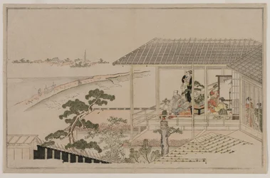 Salida de la luna sobre el terraplén de Nihon y el Yoshiwara
