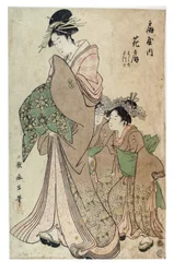 Oiran con dos Kamuro, Periodo Edo, c.1790 (xilografía sobre papel)