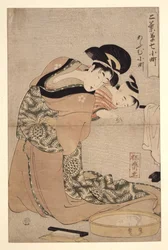 Omu Komachi Loro Komachi, de la serie Siete Komachi de los Barrios de Placer, ca 1802