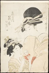 Shinohara de la Tsuruya, las kamuro Wakaba y Chieda